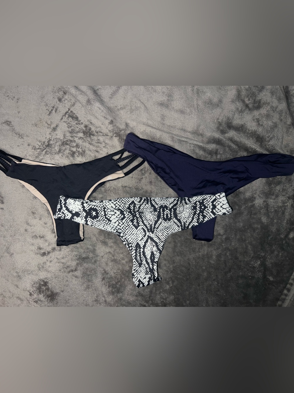 Midori Women Swim Bikini Bottoms - Black, Navy & Snake Print